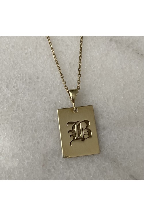 925 Ayar Gümüş Plaka Harf Kolye