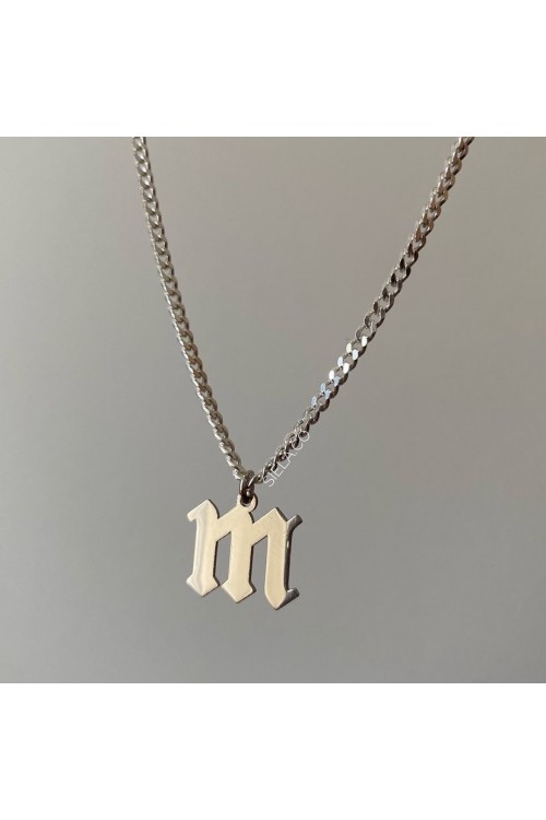 925 Ayar Gümüş Kalın Zincir Harf Kolye