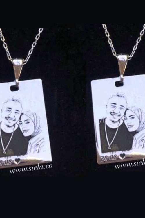 925 Ayar Gümüş Çift Çizim Kolye