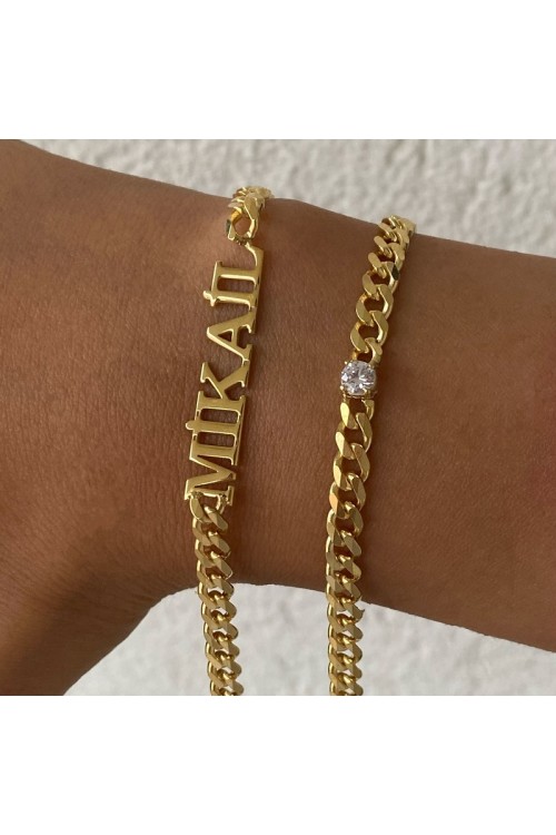 925 Ayar Gümüş Kalın Zincir İsim Bileklik