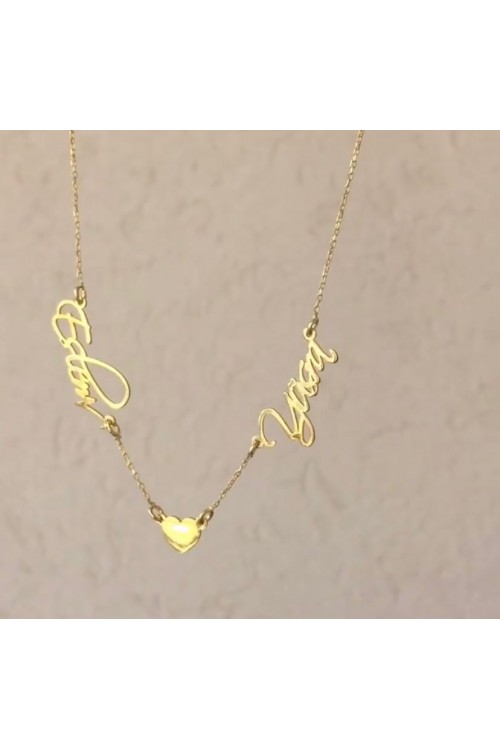 İki İsim Kalp Kolye