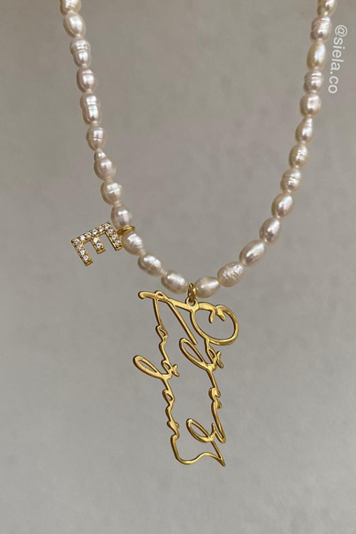 Gerçek İncilı Taşlı Harf & İsim Kolye