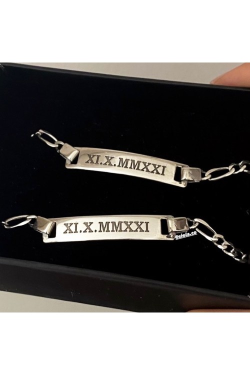 925 Ayar Gümüş Çift Plaka Bileklik 