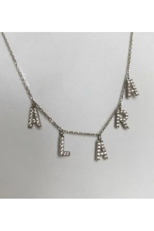 Taşlı Boşluklu İsim Kolye