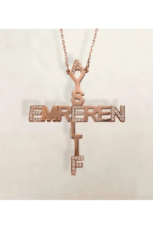 Taşlı İç İçe İsim Kolye