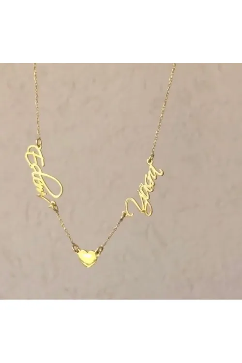 İki İsim Kalp Kolye