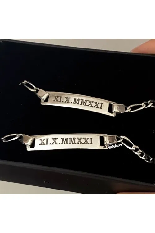 925 Ayar Gümüş Çift Plaka Bileklik 